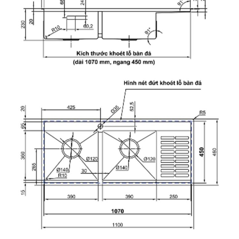 Chậu rửa chén Luxta LC11048-3.0